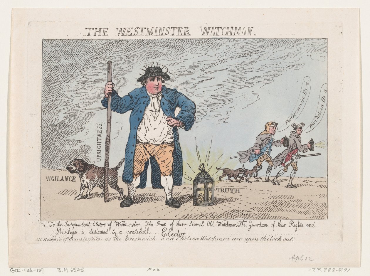 The Westminster Watchman, 12. april 1784., 12. april 1784. av Thomas Rowlandson