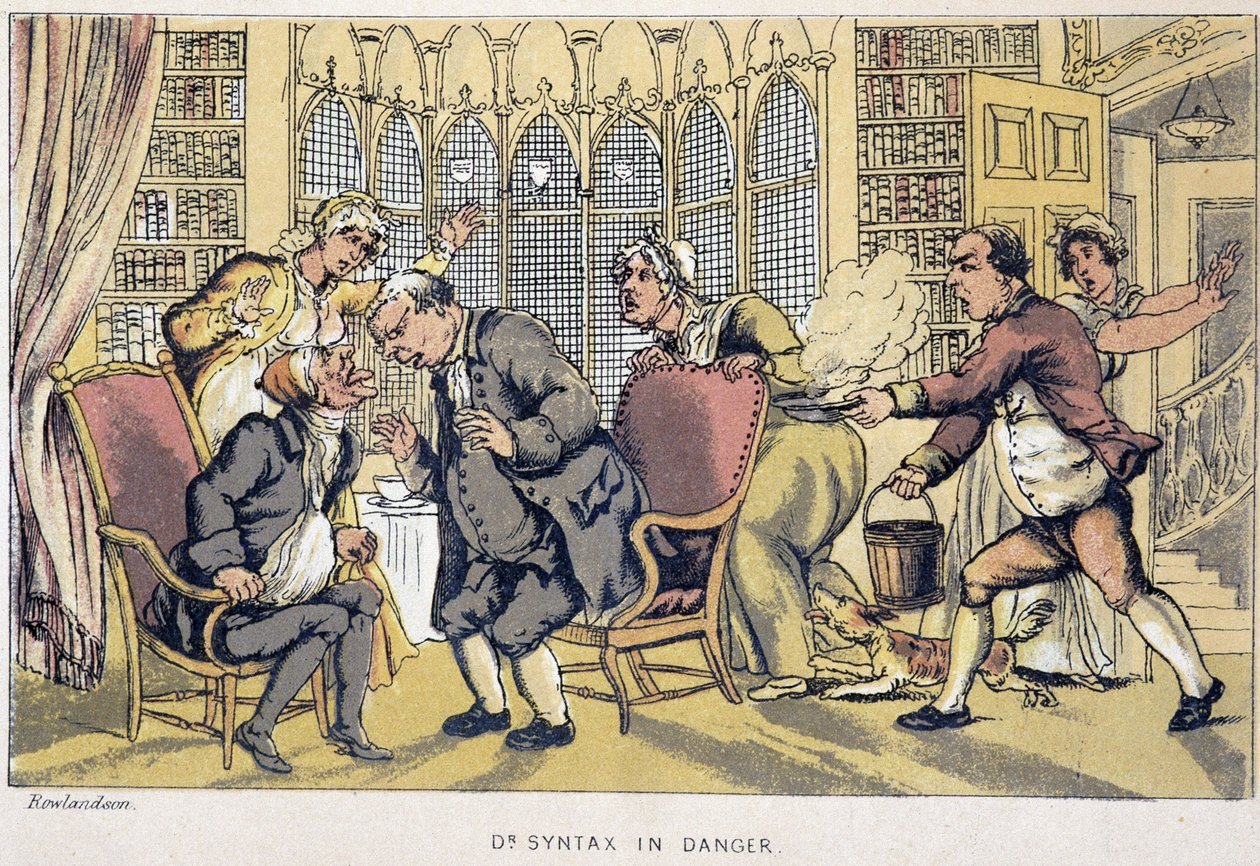 Konsultasjonen - i "" Doctor Syntax sine tre turer: på jakt etter den pittoreske trøsten og en kone"" av William Combe, ill. Rowlandson av Thomas Rowlandson