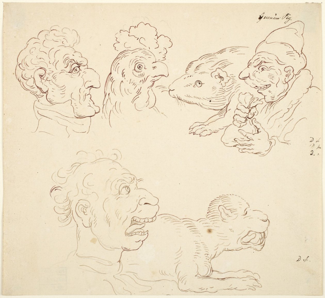 Tre karikaturer av Thomas Rowlandson