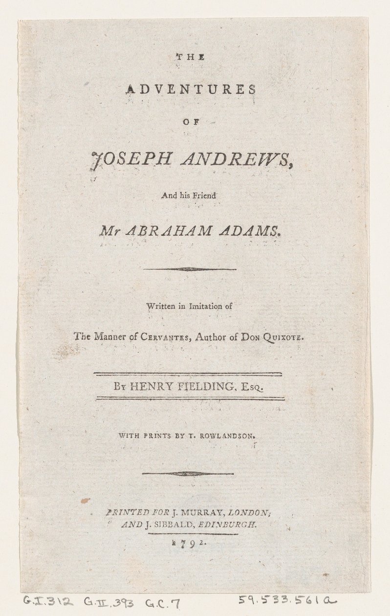 Tittelside: The Adventures of Joseph Andrews, and His Friend Mr. Abraham Adams, 1792., 1792. av Thomas Rowlandson