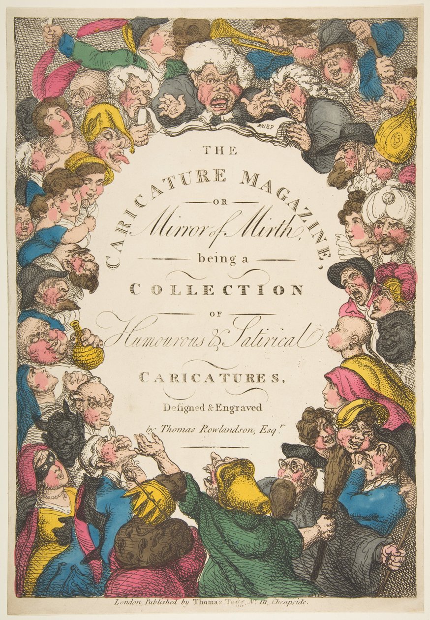 Tittelside, The Caricature Magazine, eller Mirror of Mirth, 19. november 1808. av Thomas Rowlandson