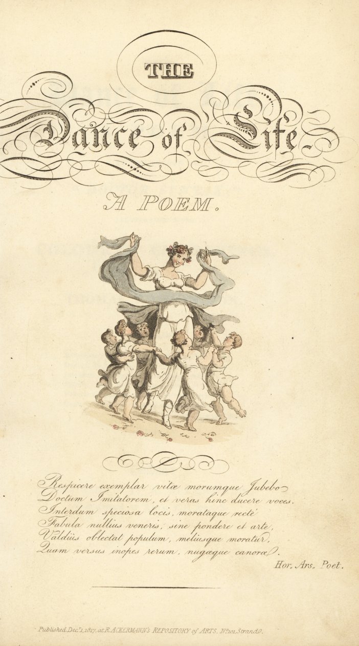 Tittelside med kalligrafisk tittel og vignett av Thomas Rowlandson
