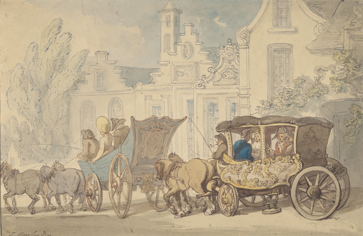 To busser – Skal du reise i Frankrike av Thomas Rowlandson