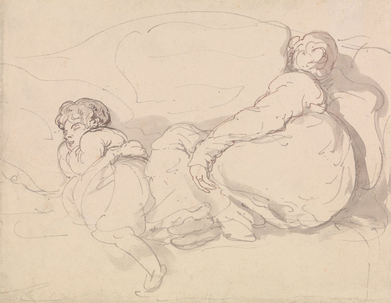 To sovende figurer av Thomas Rowlandson
