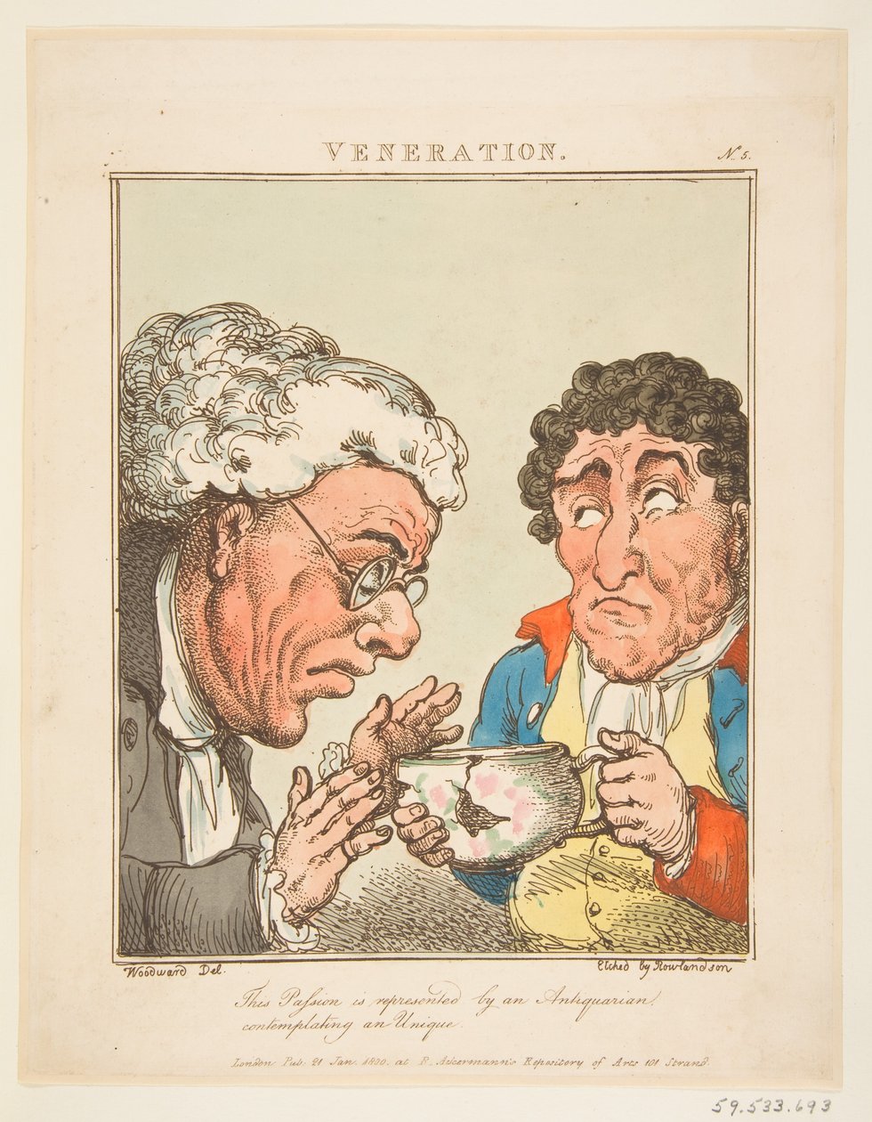 Venation Le Brun Travested, eller Caricatures of the Passions, 21. januar 1800. av Thomas Rowlandson