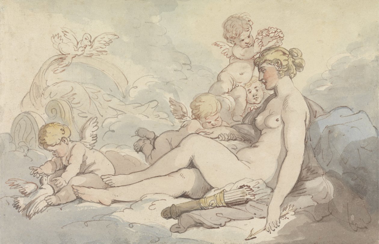 Venus kronet av Amor av Thomas Rowlandson