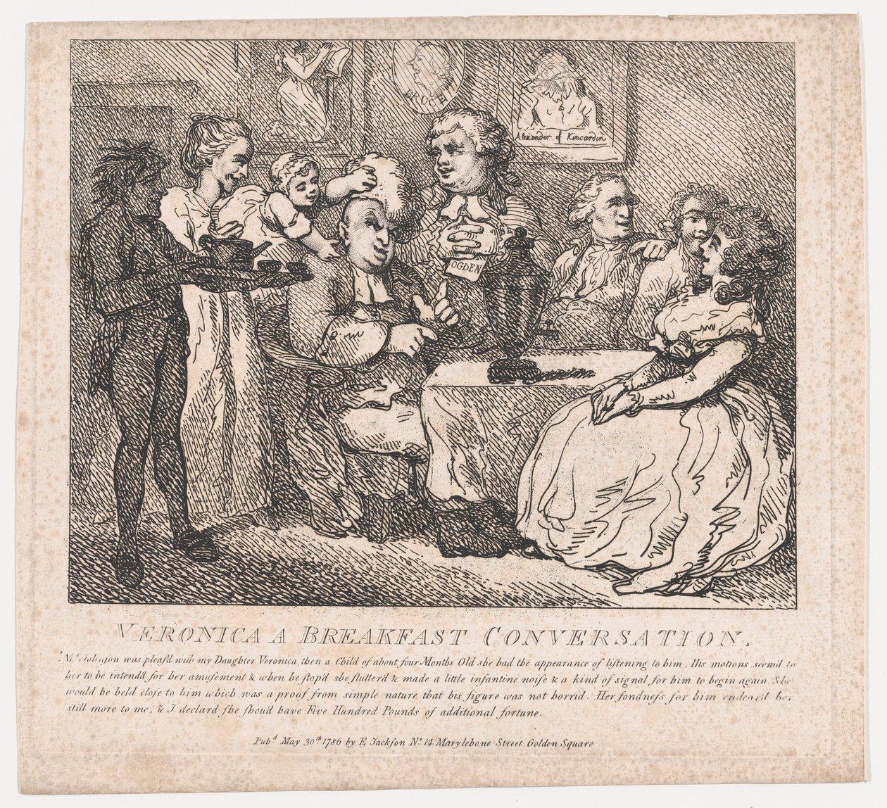 Veronica, en frokostsamtale Pittoreske skjønnheter i Boswell, Part the Firs..., 30. mai 1786. av Thomas Rowlandson