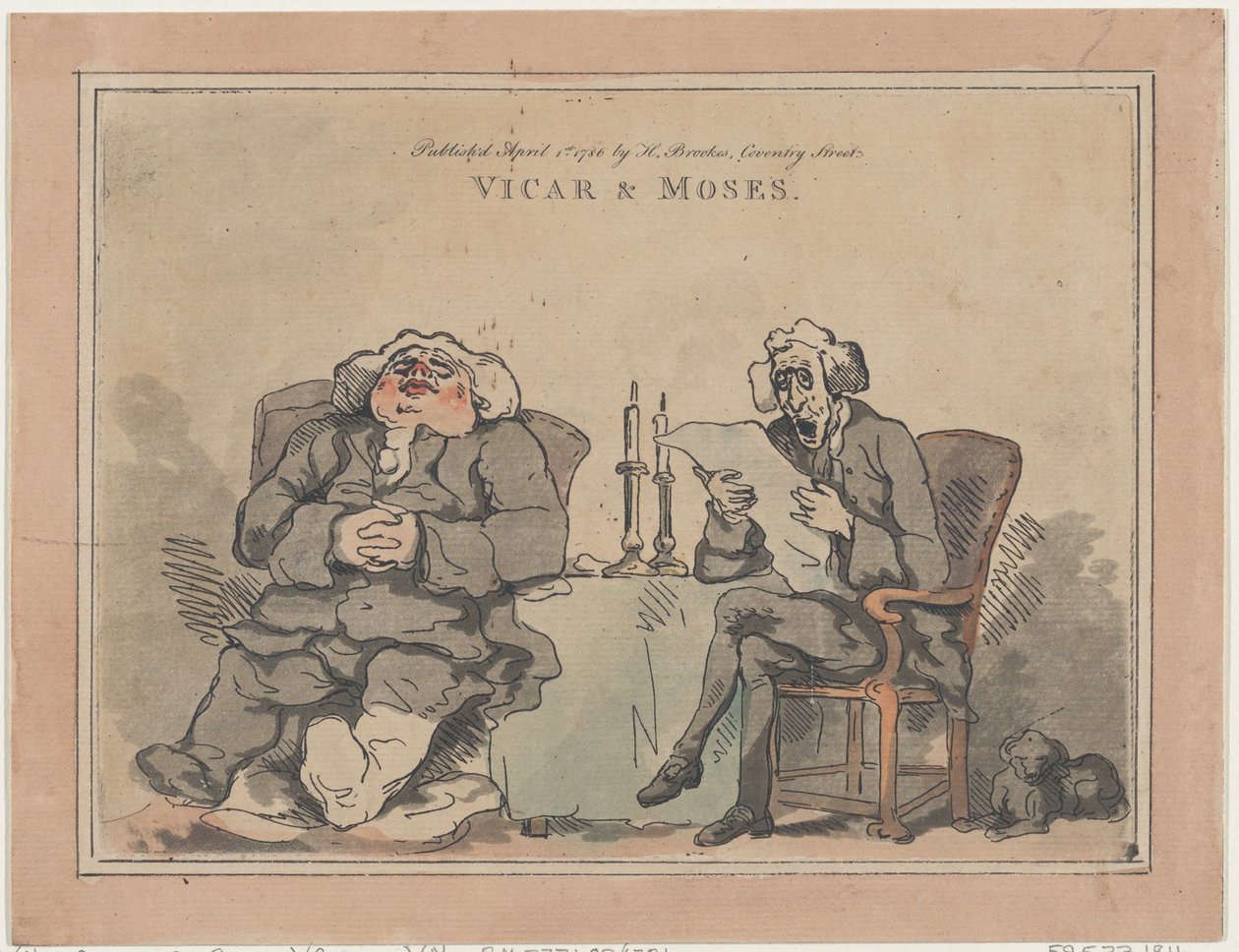 Vikar og Moses, 1. april 1786., 1. april 1786. av Thomas Rowlandson