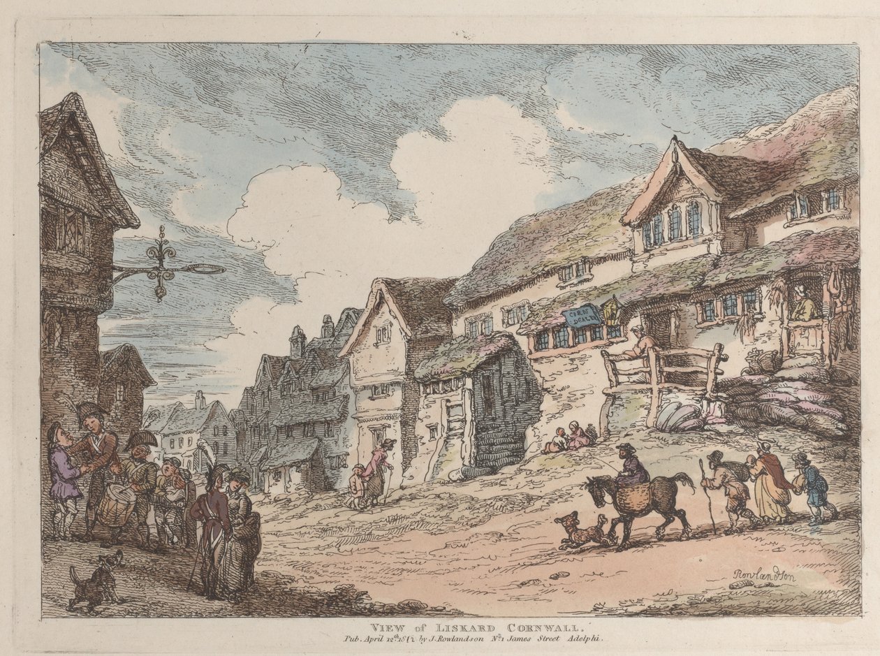Utsikt over Liskeard, Cornwall, fra Views in Cornwall, 12. april 1812., 12. april 1812. av Thomas Rowlandson