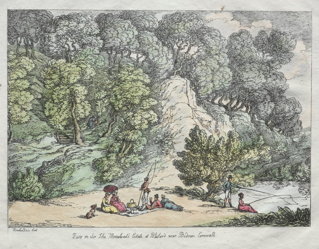 Utsikt over Sir John Moresheads Estate på Blisland nær Bodmin, Cornwall, 1805. av Thomas Rowlandson