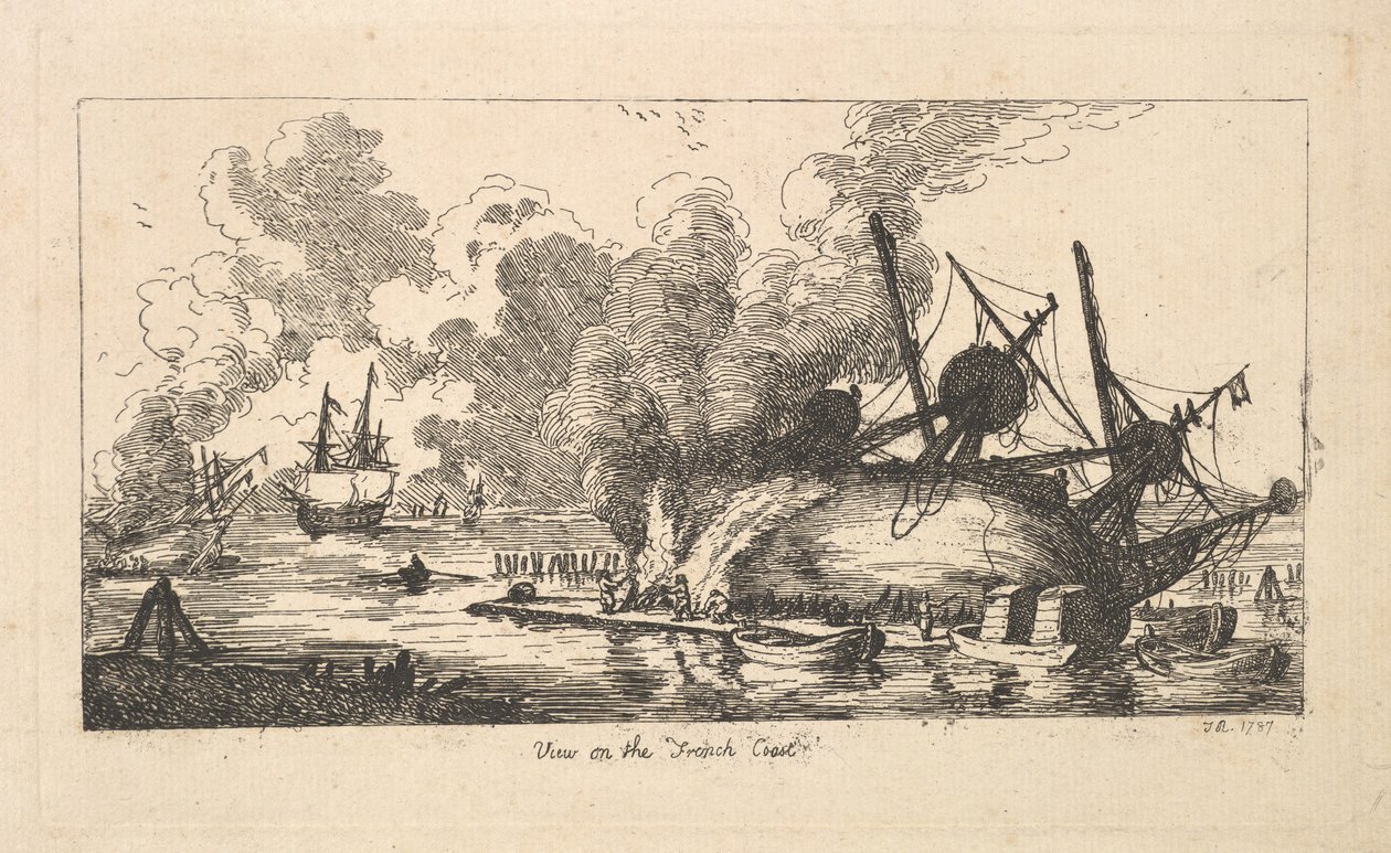 Utsikt over den franske kysten, 1787. av Thomas Rowlandson