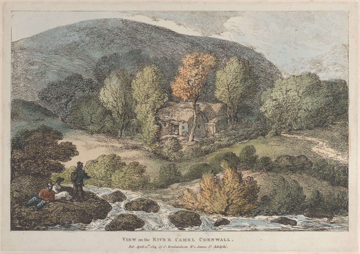 Utsikt over elven Camel Cornwall, fra Views in Cornwall, 12. april 1812., 12. april 1812. av Thomas Rowlandson