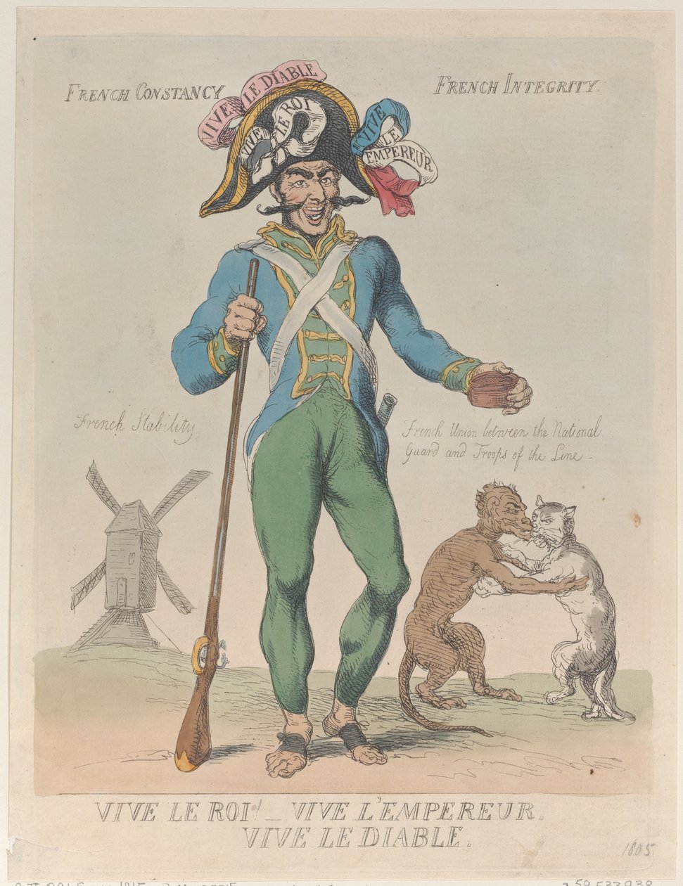 Lenge leve kongen! Lenge leve keiseren. Lenge leve djevelen., 12. april 1815., 12. april 1815. av Thomas Rowlandson