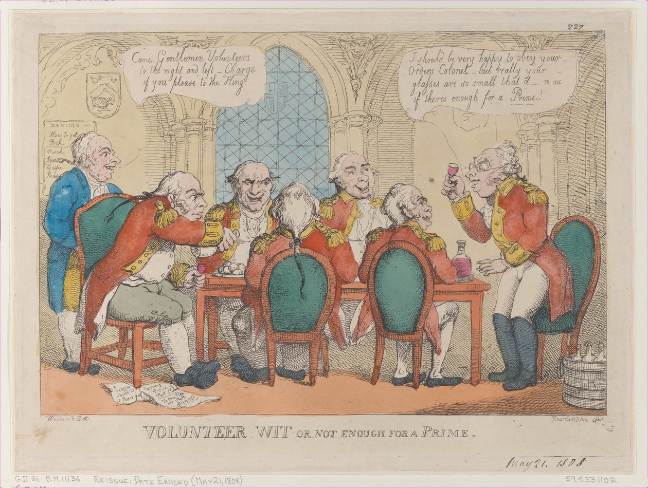 Frivillig vit eller ikke nok for en premiering, 21. mai 1808., 21. mai 1808. av Thomas Rowlandson
