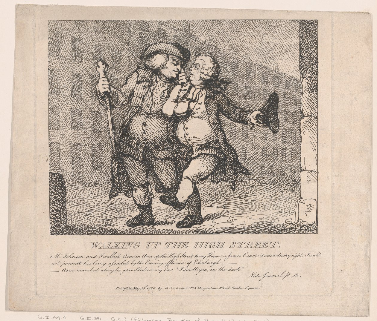 Walking Up the High Street, Edinburgh Picturesque Beauties of Boswell, Part the F..., 15. mai 1786. av Thomas Rowlandson