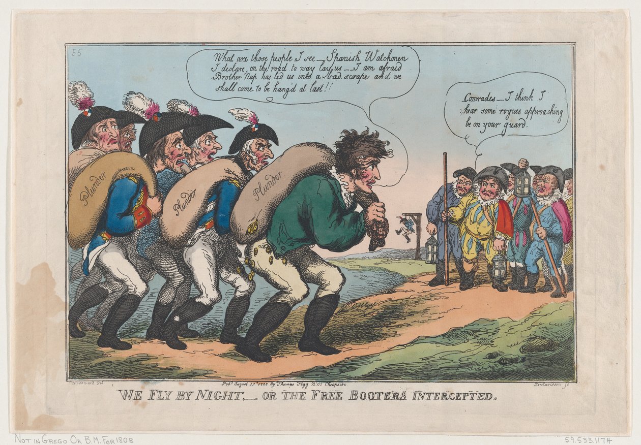 We Fly By Night, or The Free Booters Intercepted, 27. august 1808., 27. august 1808. av Thomas Rowlandson