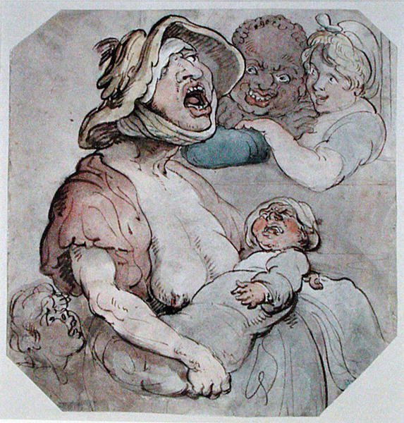 Wet Nurse Interrupted (akvarell på papir) av Thomas Rowlandson