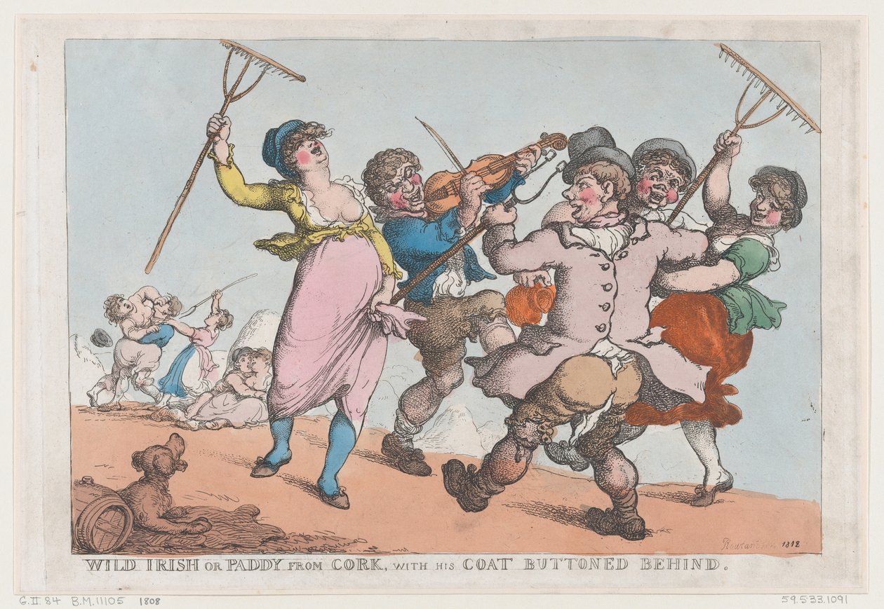 Wild Irish, eller Paddy from Cork with his Coat Buttoned Behind, 1818., 1818. av Thomas Rowlandson