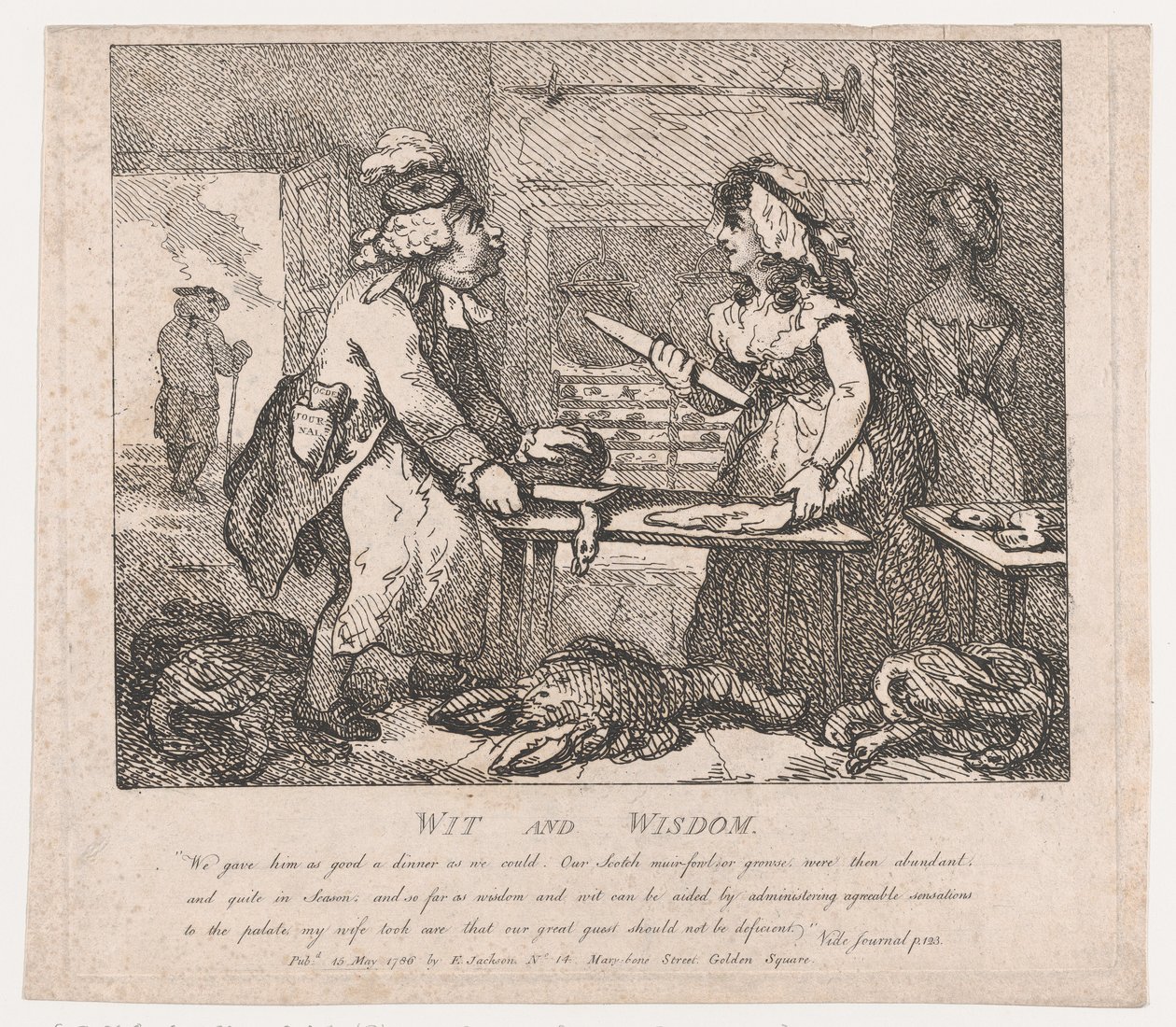 Wit and Wisdom Picturesque Beauties of Boswell, Part the First, 15. mai 1786., 15. mai 1786. av Thomas Rowlandson