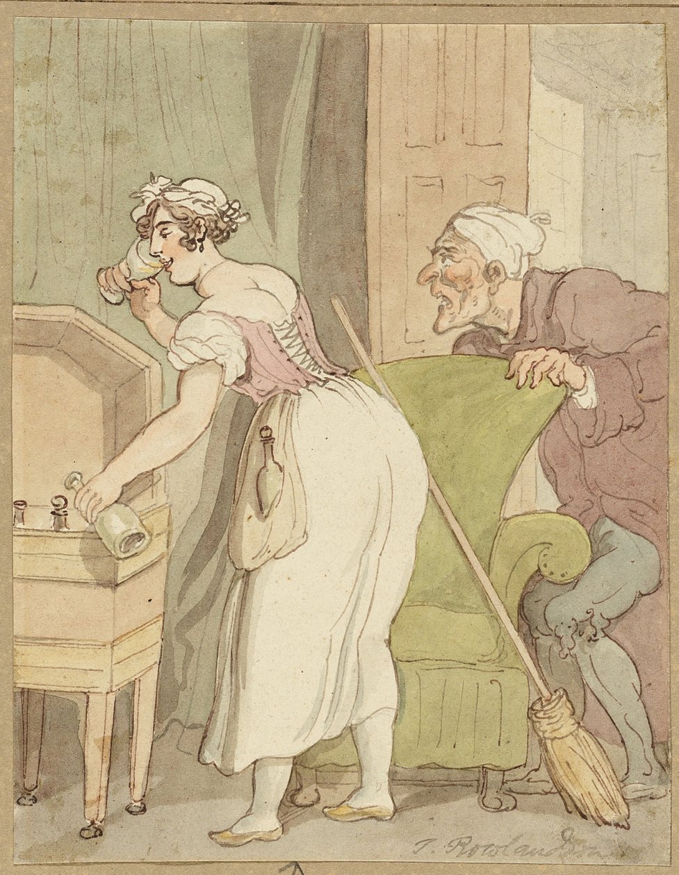 Kvinne tatt i å stjele en drink av Thomas Rowlandson