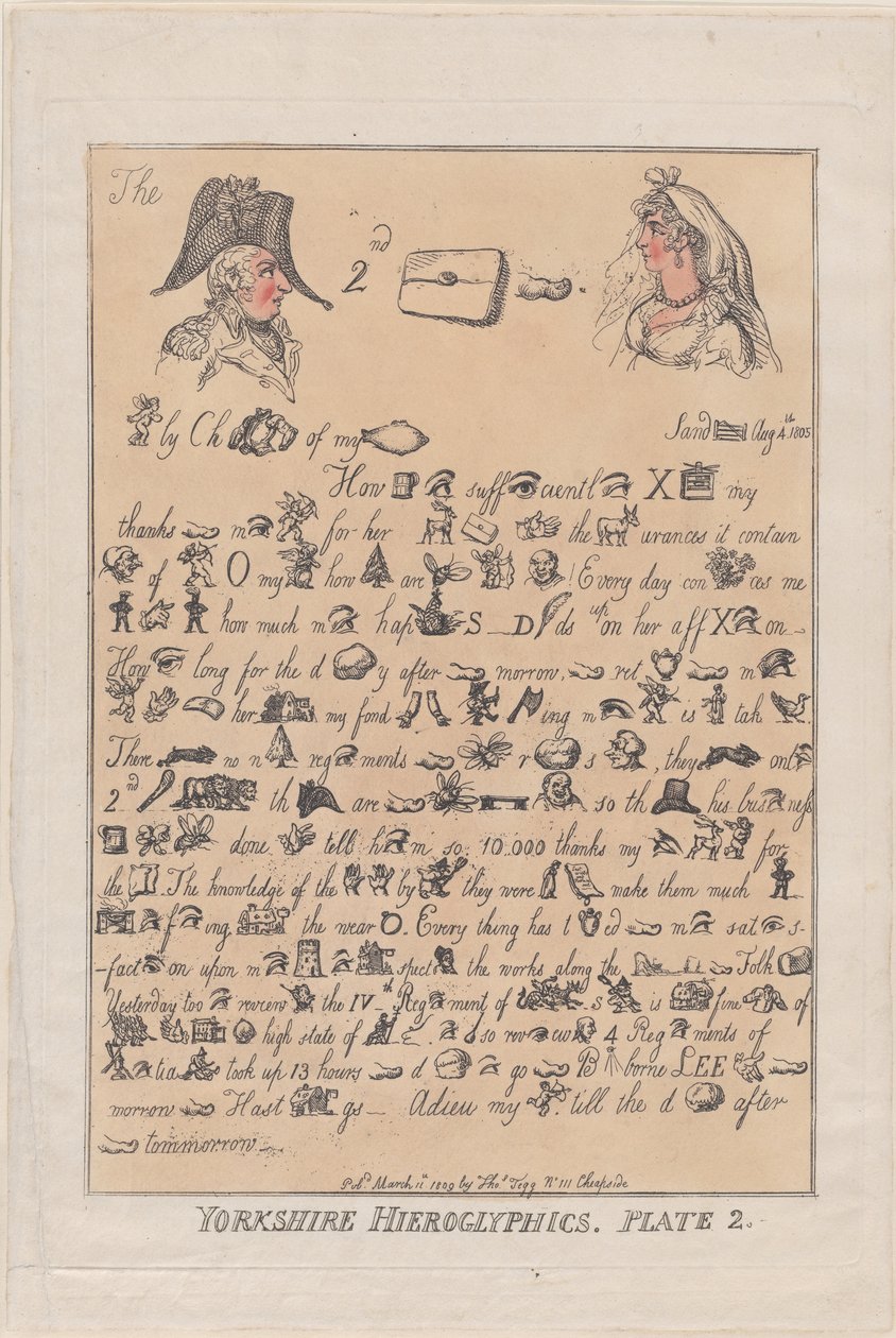 Yorkshire Hieroglyfer, plate 2, 11. mars 1809., 11. mars 1809. av Thomas Rowlandson