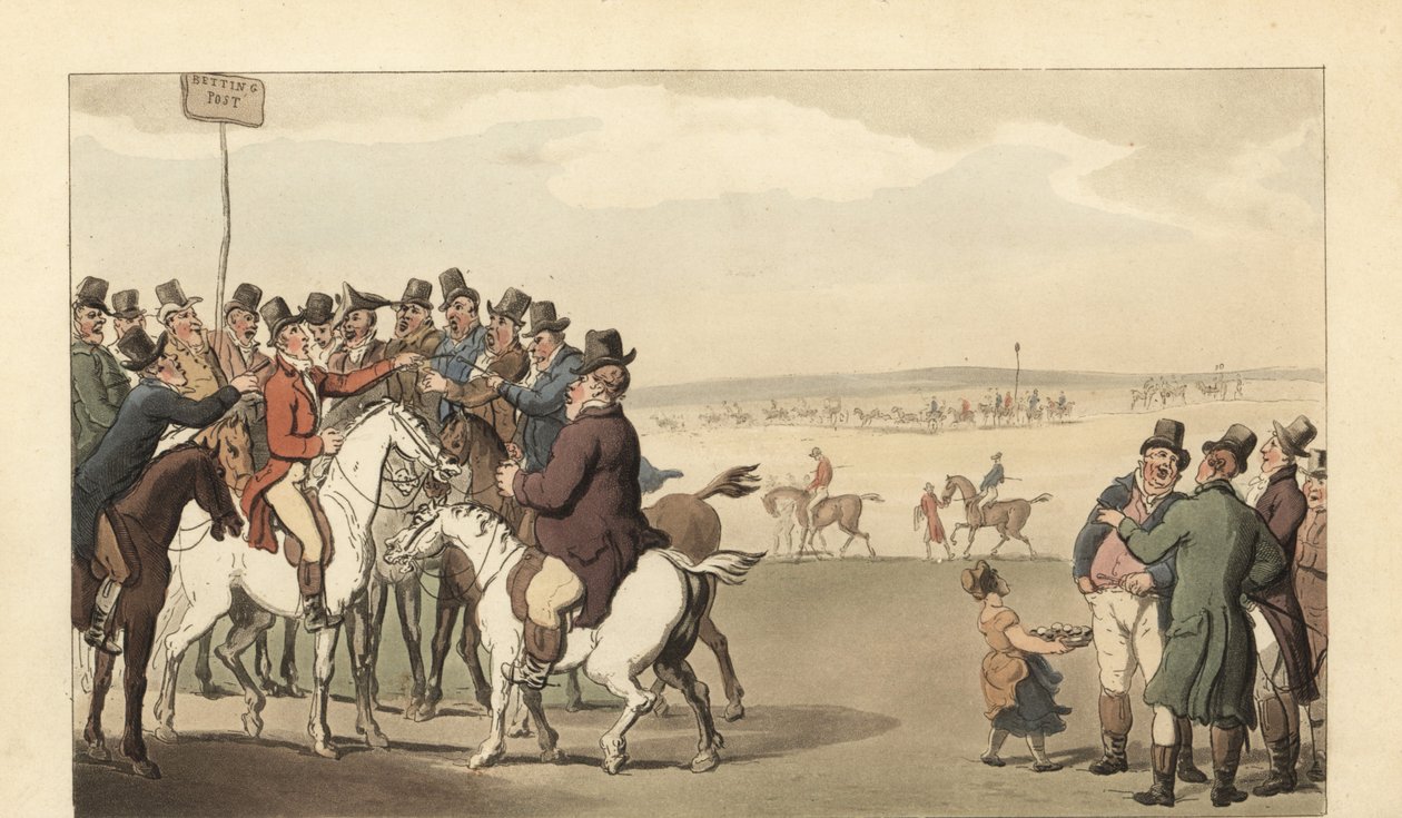 Ung engelsk herre som spiller på Newmarket racerbane av Thomas Rowlandson