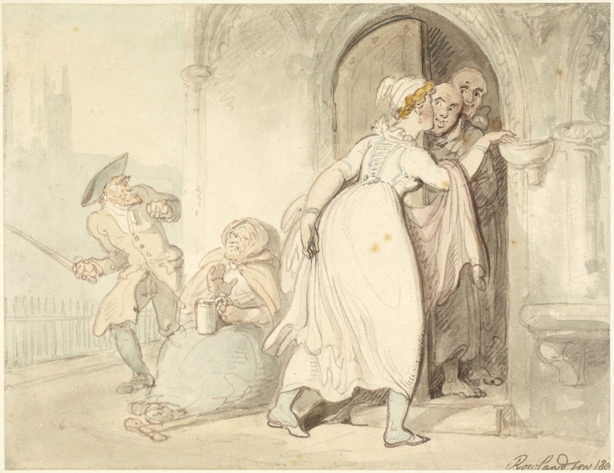 Ung kvinne ved kirkedøren eller ved skriftemålet av Thomas Rowlandson