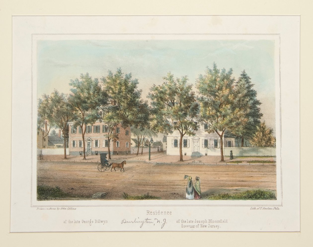 Bosted / av avdøde George Dillwyn / av avdøde Joseph Bloomfield (Burlington, NJ), fra 14 utsikter over Burlington av Thomas S. Sinclair
