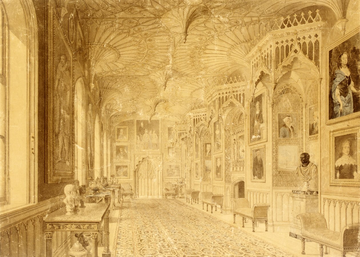 Long Gallery på Strawberry Hill, Twickenham (trykk) av Thomas Sandby