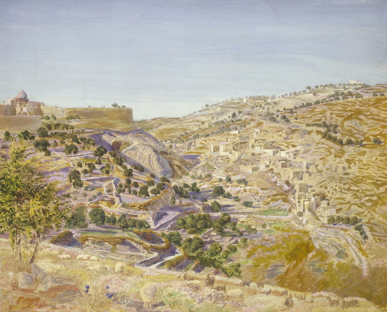 Utsikt over Jerusalem, 1854 (akvarell på papir) av Thomas Seddon