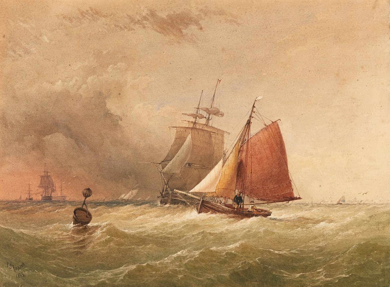 En krangel som nærmer seg (akvarell) av Thomas Sewell Robins