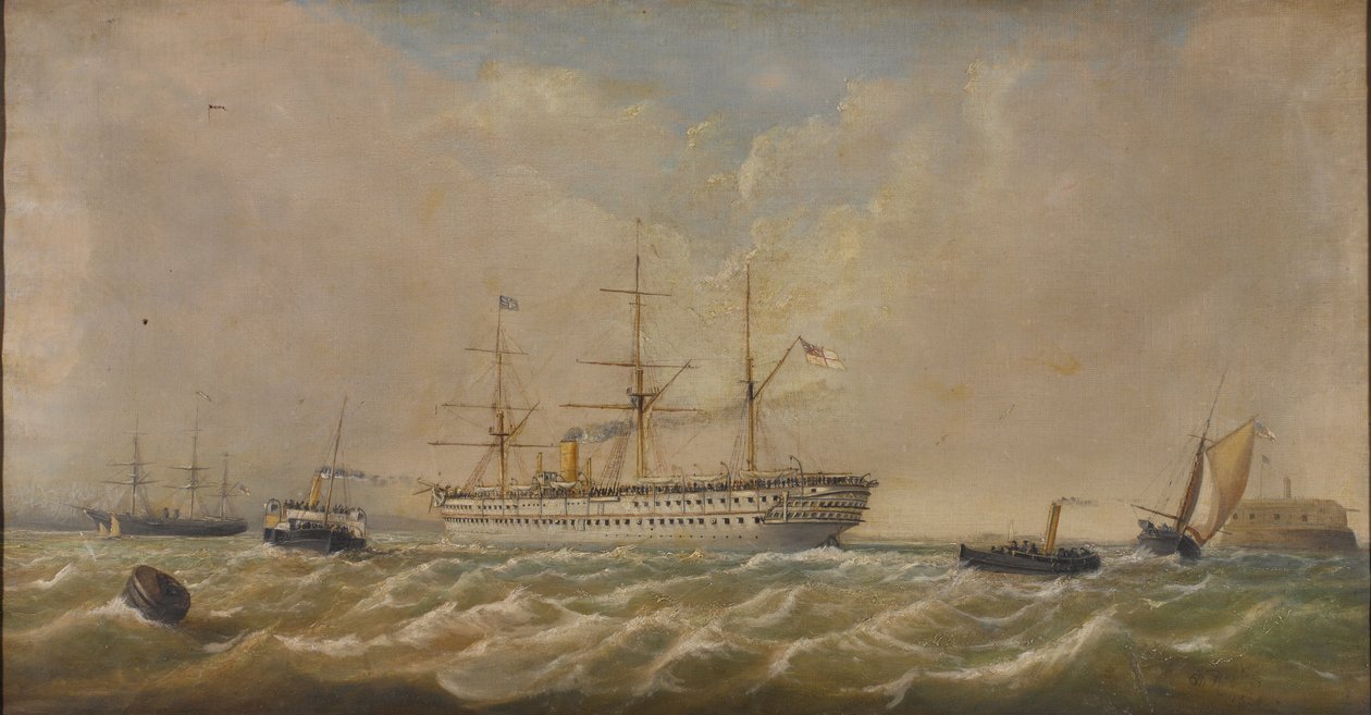 HM Troopship ?Eufrat? ankom Spithead fra Bombay, 5. desember 1879, med hjem den 3. av Thomas Sewell Robins