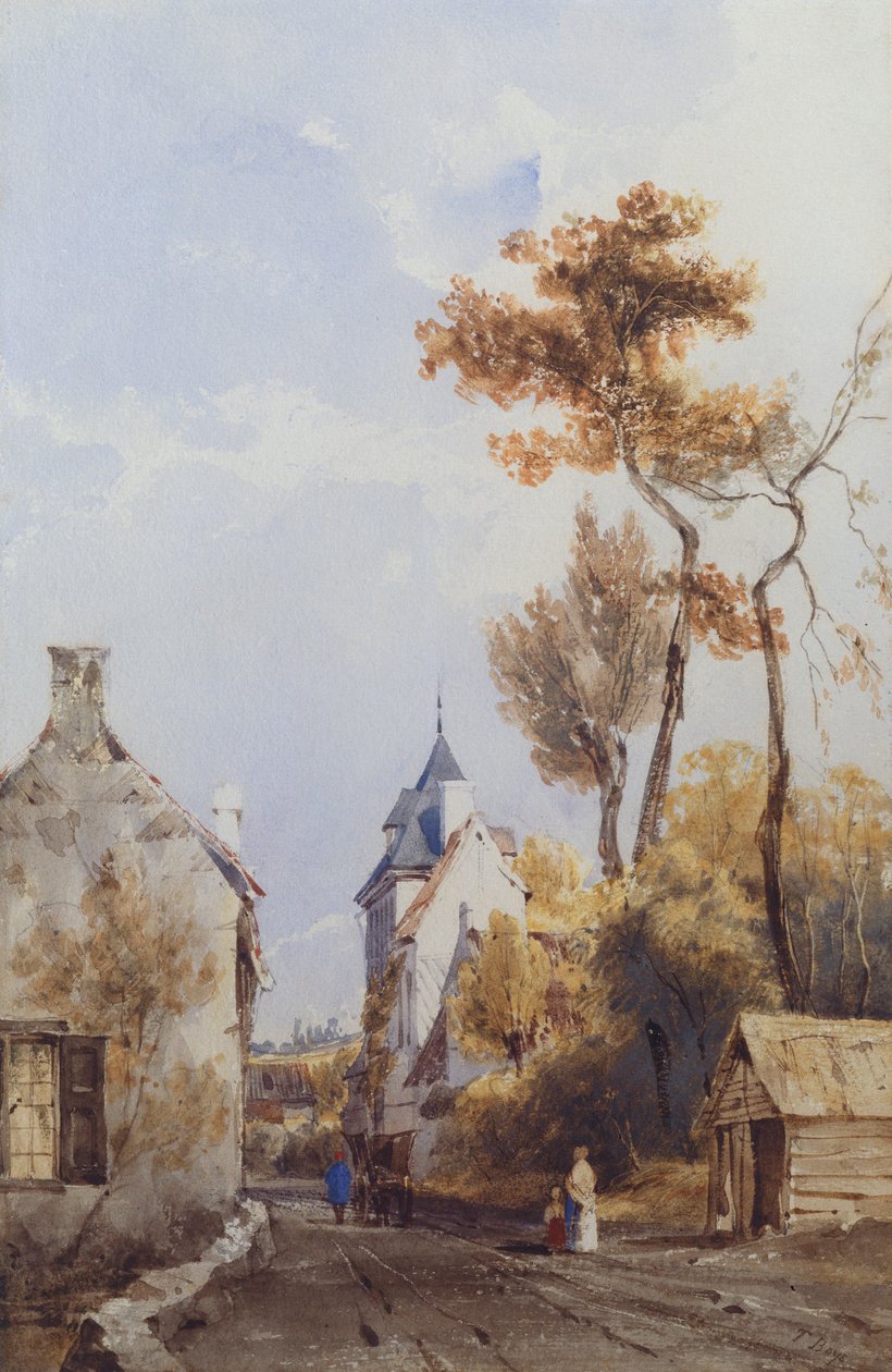 Utsikt over en landsbygate, Waterloo av Thomas Shotter Boys