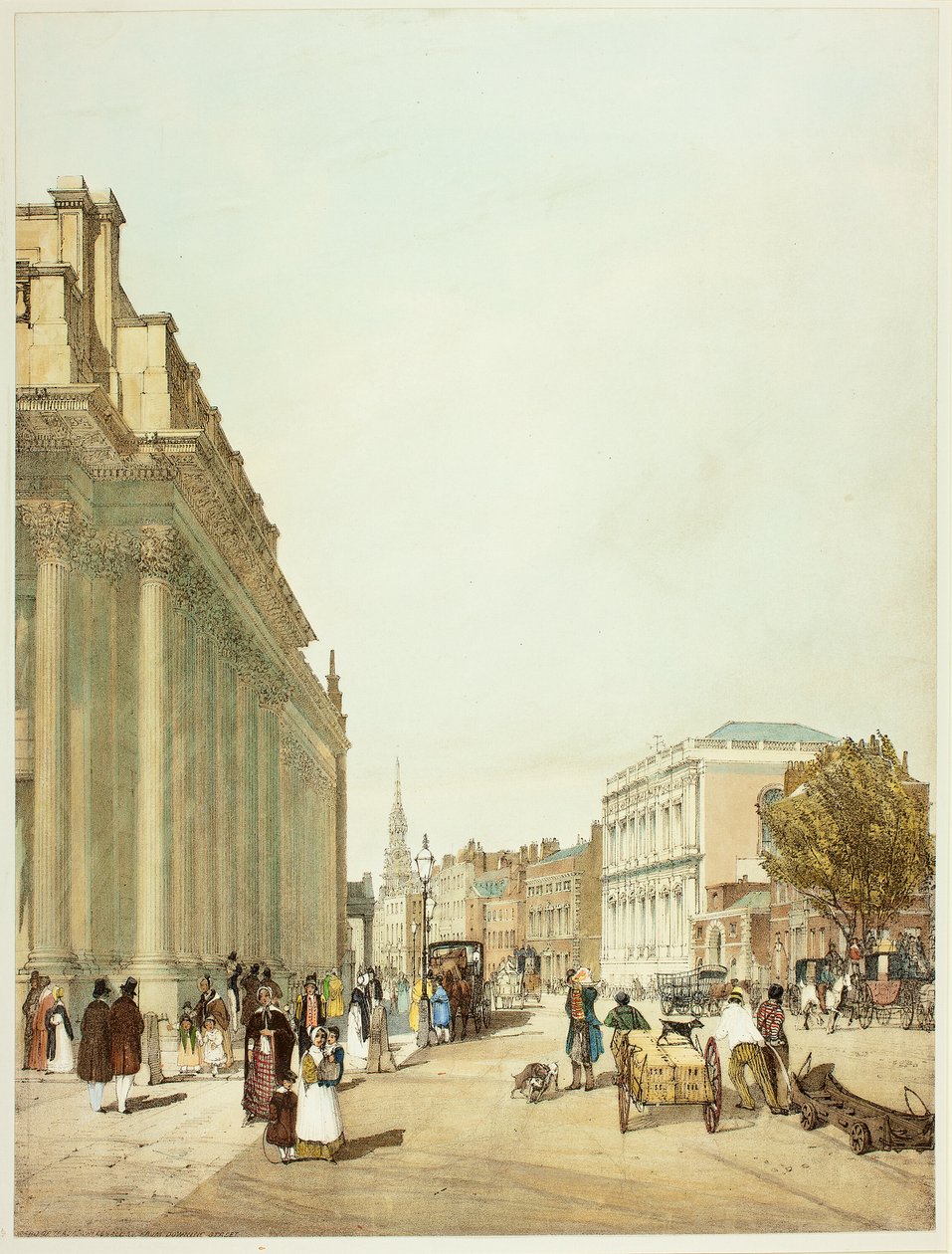 Board of Trade, Whitehall, fra Downing Street, plate åtte fra Original Views of London as It Is av Thomas Shotter Boys