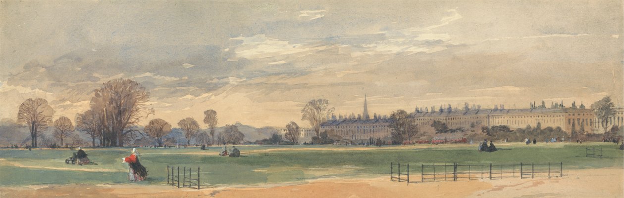 Cumberland Terrace, Regent's Park: A View Looking Toward Gloucester Gate, en tropp av livvakter som trener til høyre av Thomas Shotter Boys