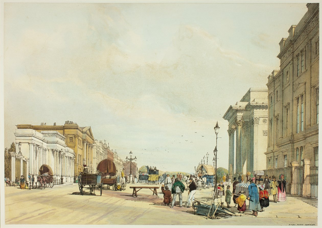 Hyde Park Corner, plate femten fra Original Views of London as It Is av Thomas Shotter Boys