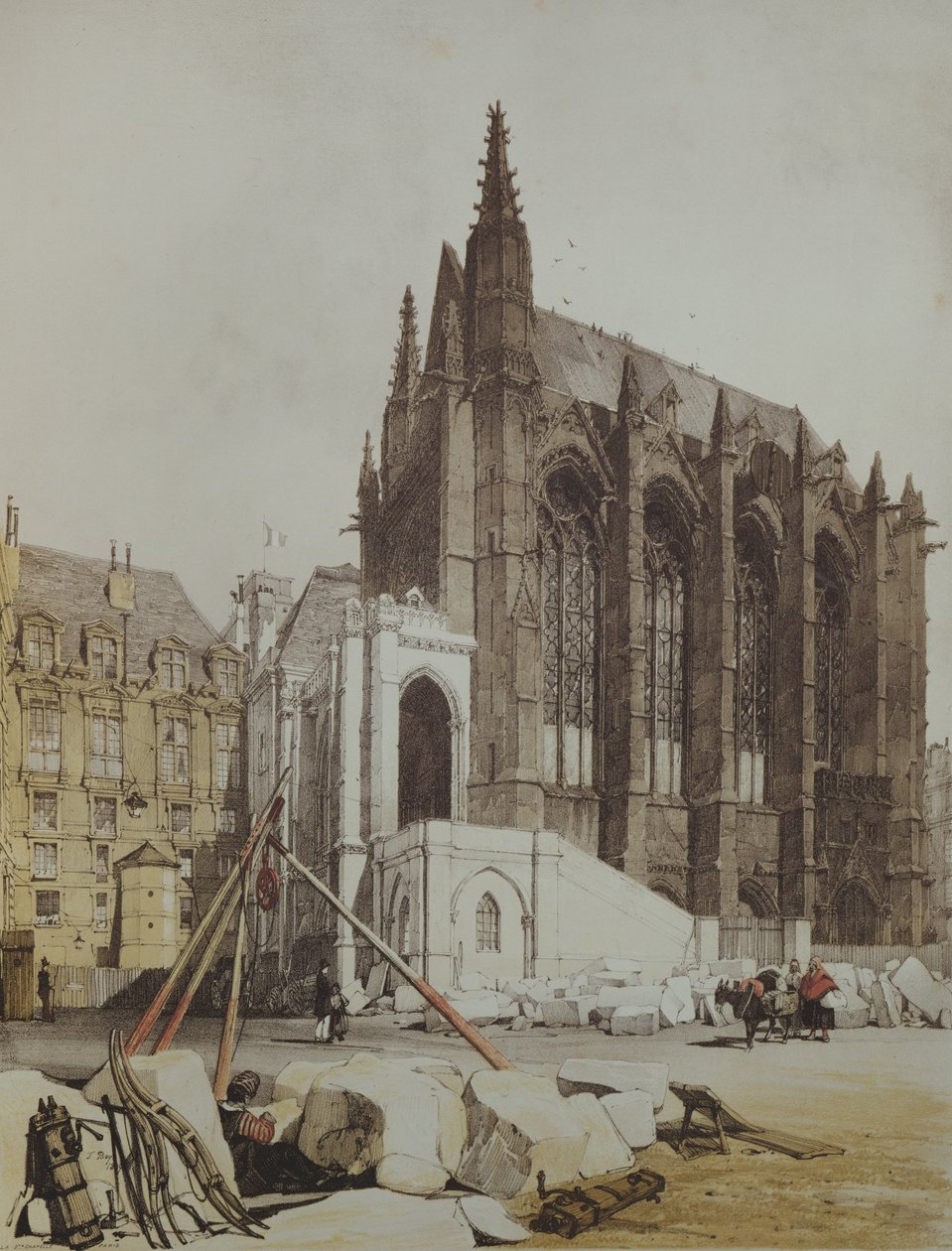 La Sainte Chapelle, fra Picturesque Architecture i Paris, utgitt 1839 av Thomas Shotter Boys