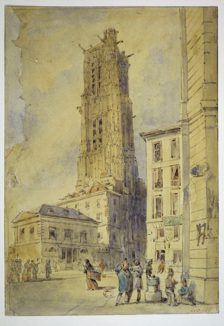 Saint-Jacques-tårnet før frileggingen, i 1836 av Thomas Shotter Boys