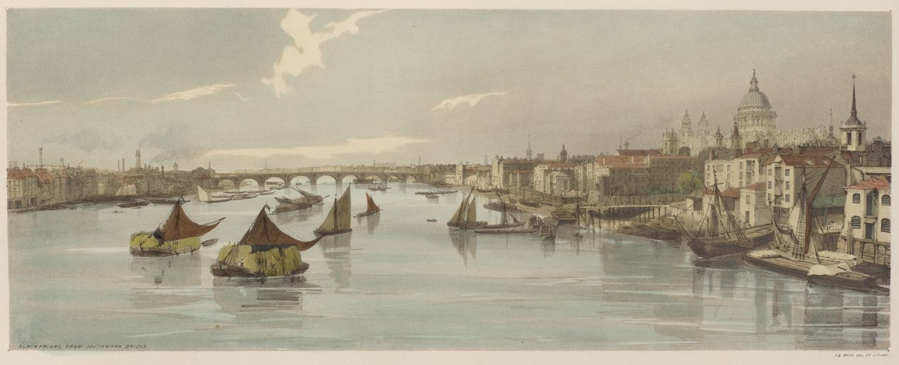 London As It Is: Blackfriars, fra Southwark Bridge av Thomas Shotter Boys