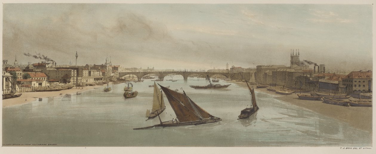 London As It Is: London Bridge, fra Southwark Bridge av Thomas Shotter Boys