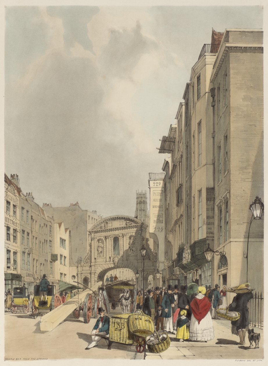 London As It Is: Temple Bar, fra Strand av Thomas Shotter Boys