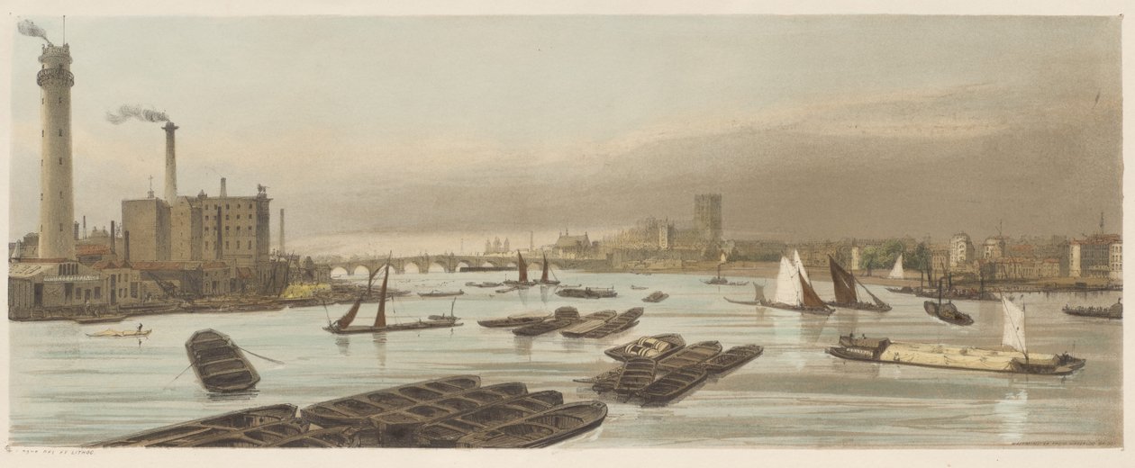 London As It Is: Westminster, fra Waterloo Bridge av Thomas Shotter Boys
