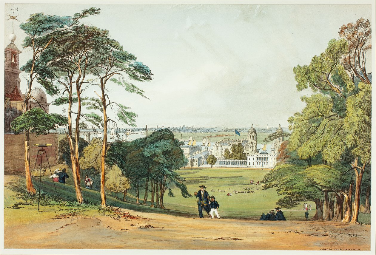 London, fra Greenwich, plate fem fra Original Views of London as It Is av Thomas Shotter Boys