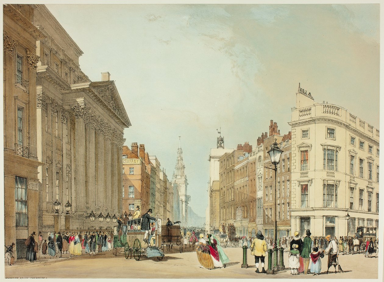 Mansion House, Cheapside, plate en fra Original Views of London as It Is av Thomas Shotter Boys