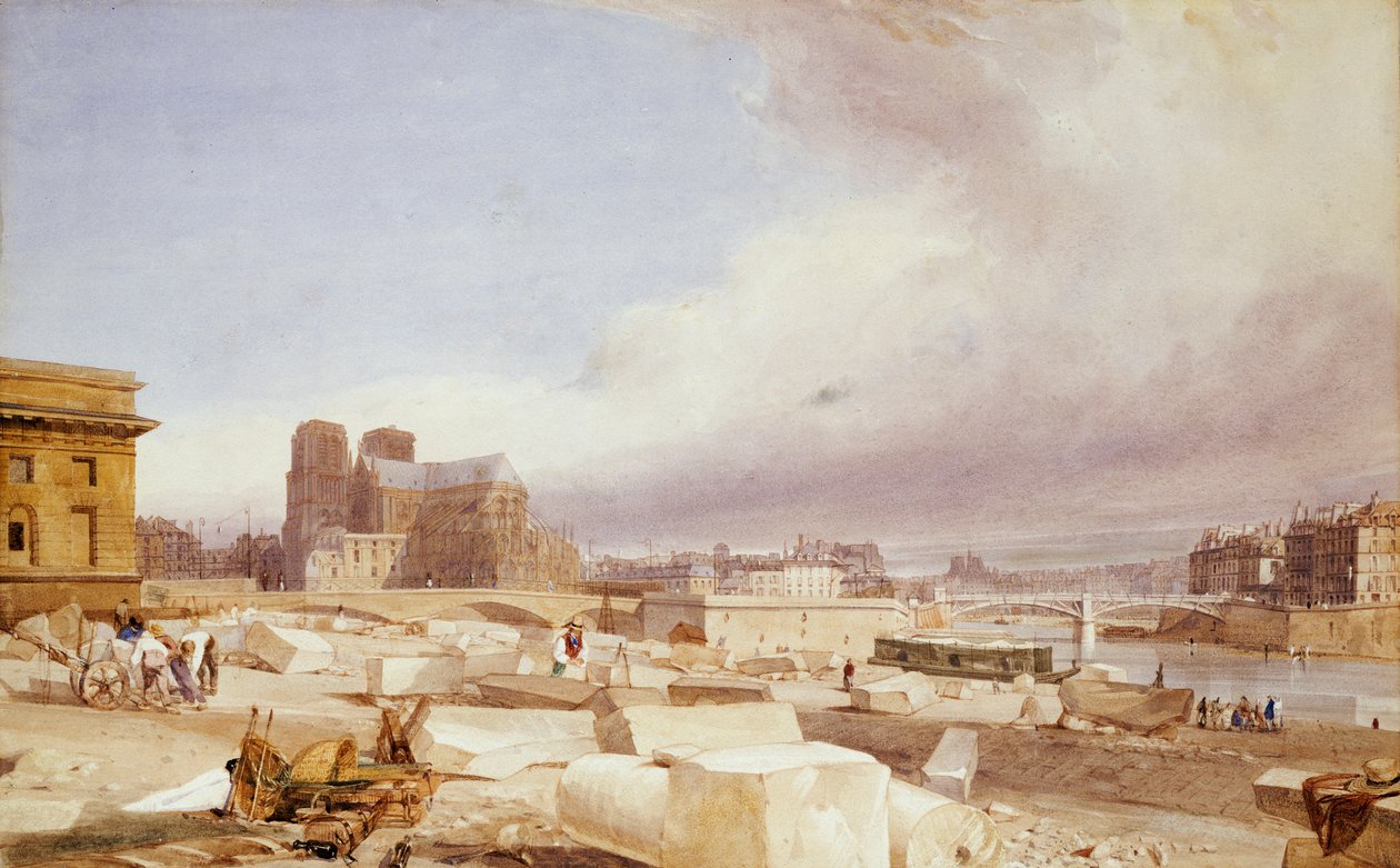 Notre Dame fra Quai St. Bernard av Thomas Shotter Boys