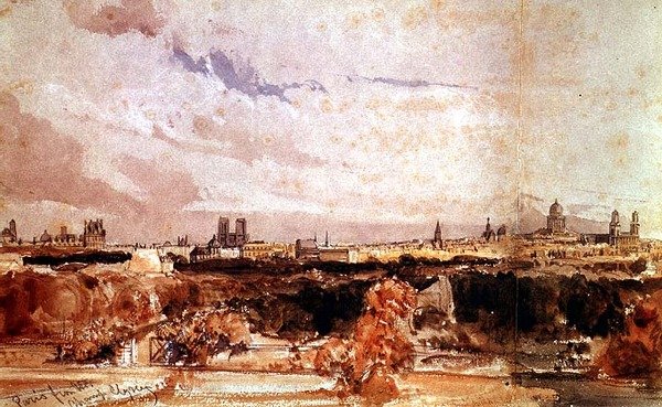 Paris sett fra Champs Elysees (akvarell) av Thomas Shotter Boys