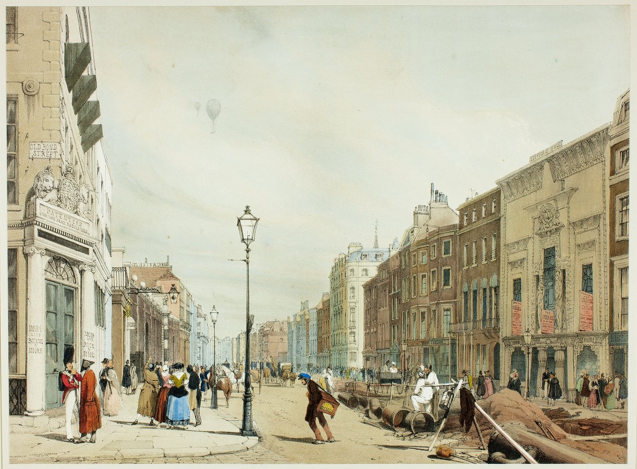 Piccadilly, Looking Towards the City, tallerken sytten fra Original Views of London as It Is av Thomas Shotter Boys