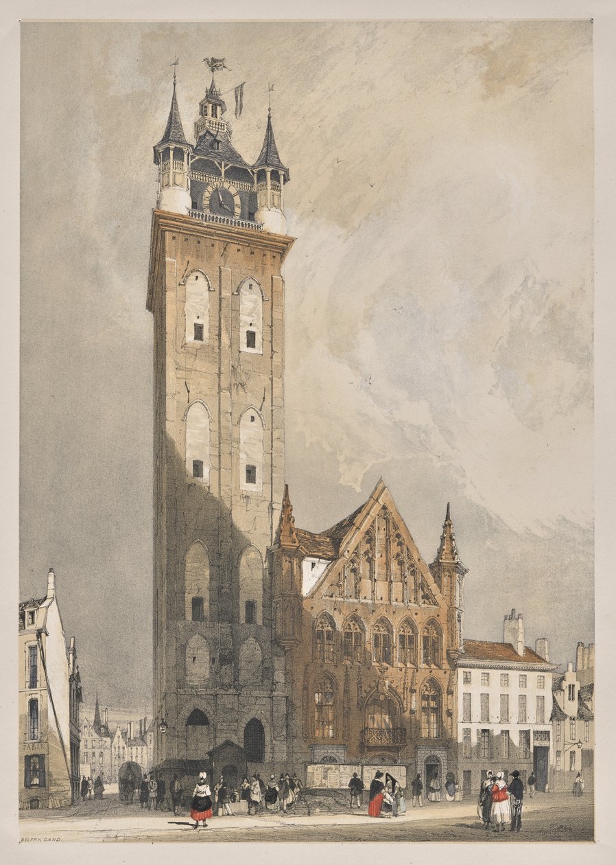 Pittoresk arkitektur i Paris, Ghent, Antwerpen, Rouen: Belfrey, Ghent, Belgia av Thomas Shotter Boys