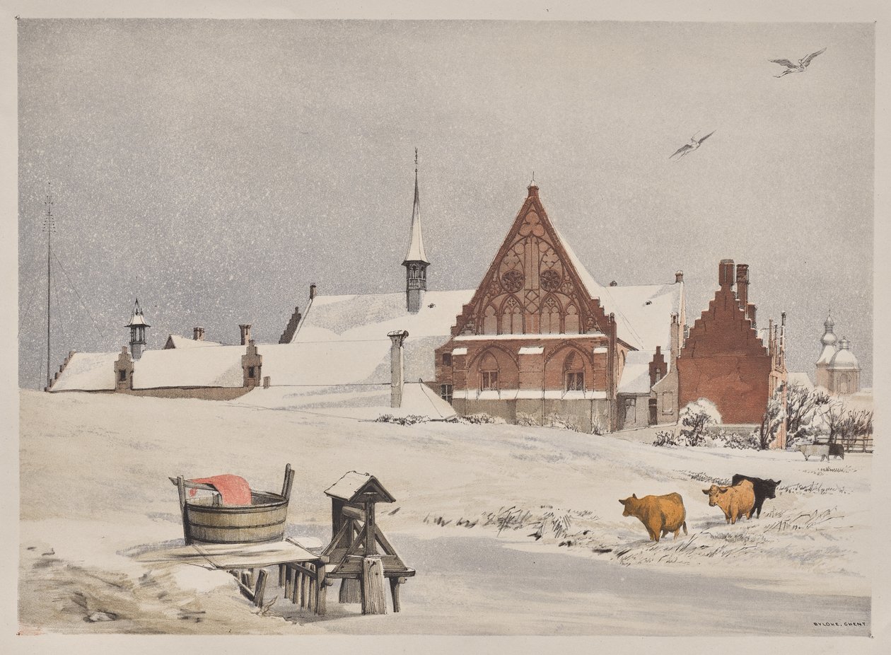 Pittoresk arkitektur i Paris, Ghent, Antwerpen, Rouen: Byloke, Ghent, Belgia av Thomas Shotter Boys