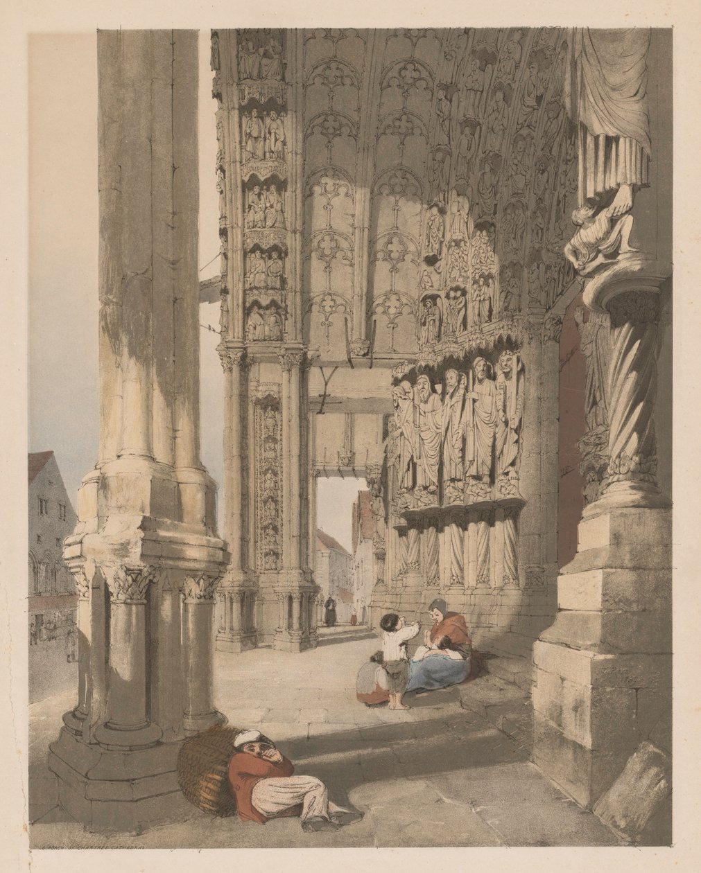 Pittoresk arkitektur i Paris, Gent, Antwerpen, Rouen, etc.: South Porch of Chartres Cathedral, , av Thomas Shotter Boys